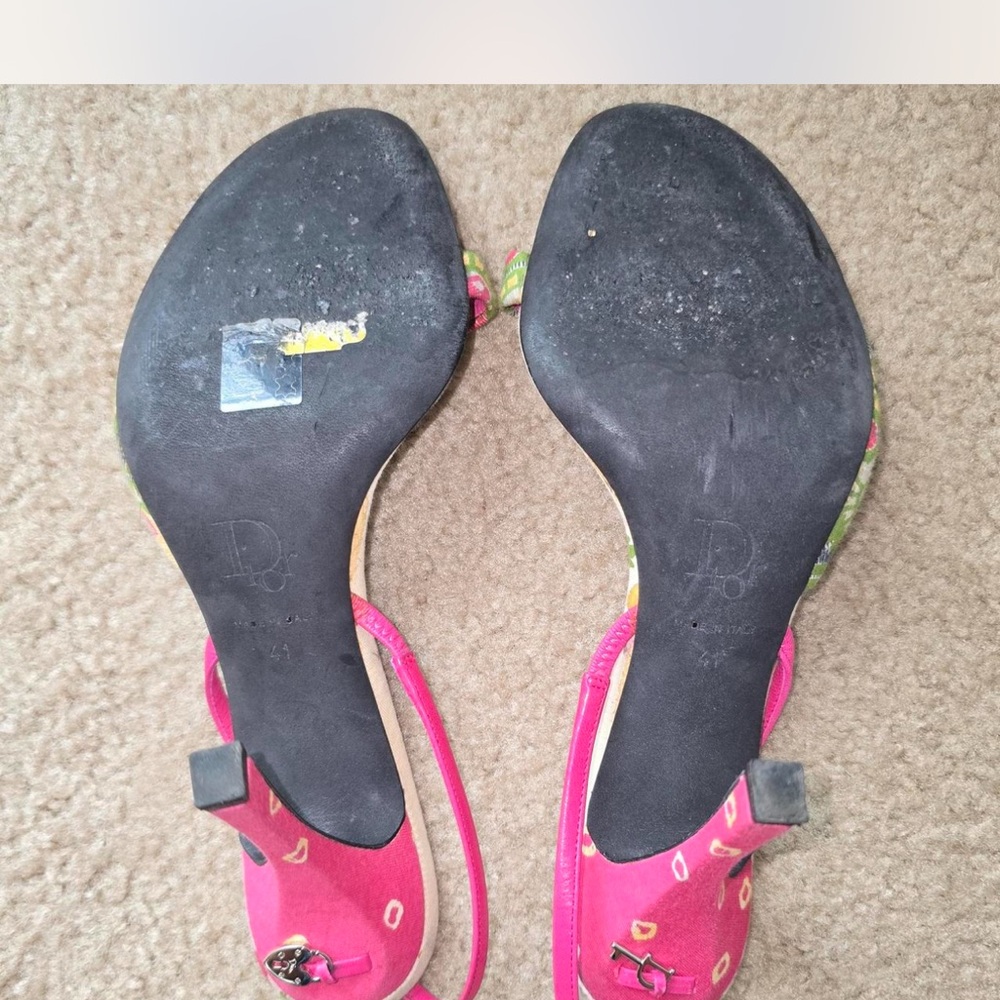 Dior Pink and Cream Heeled Sandals - Picture 6 of 8